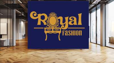 Mirror Golden frames royal logo. Antique royal museum decoration with luxury ornament logo. Premium fashion template. lettering typography font style Wall mural