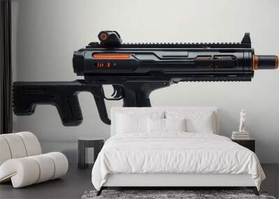 Modern futuristic lasergun design mockup against white background ai gen Wall mural