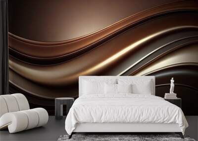 Contemporary abstract wallpaper with smooth gradient from dark chocolate to black Asymmetrical Wall mural