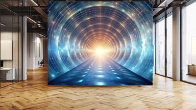 futuristic tunnel, motion, dark, futuristic, science fiction, virtual reality, digital, light, technology, sci-fi, low angle, Abstract background simulating a tunnel in space Low Angle Wall mural