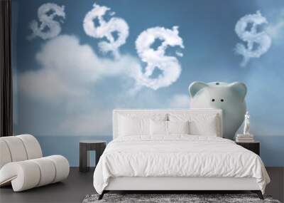 piggy bank, dynamics of exchange. Financial savings concept Wall mural