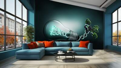 The tree grows from the bulb with the concept of imagining the technology of nature and the environment. Wall mural