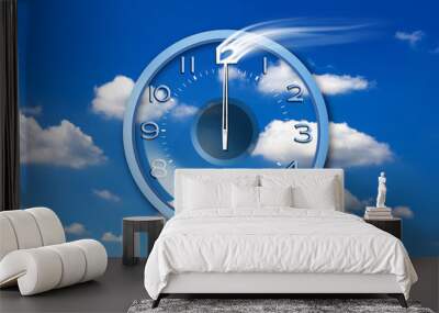 Wall mounted digital clock. Wall mural