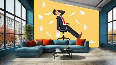 Business man experiencing stress and burnout in company office. Business failure Wall mural