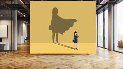 Female boss or manager succeed, Businesswoman with superhero shadow. confident and successful business woman. Wall mural