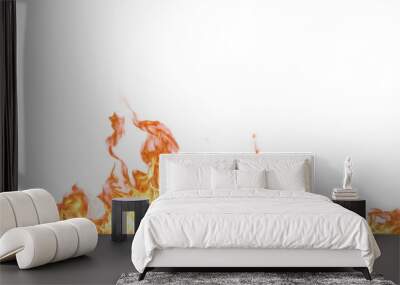 Translucent orange fire flames and sparks on transparent background. For used on light illustrations. Wall mural