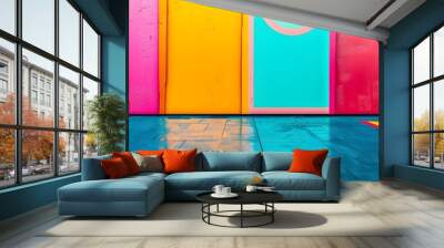 Vibrant Geometric Architectural Design with Contrasting Colors and Shapes Wall mural