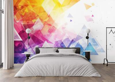 Vibrant Kaleidoscopic Abstract Geometric Background with Interlocking Triangles and Copyspace for Graphic Design Digital and Imagery Wall mural