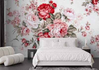 vintage style of tapestry flowers fabric pattern background Wall mural