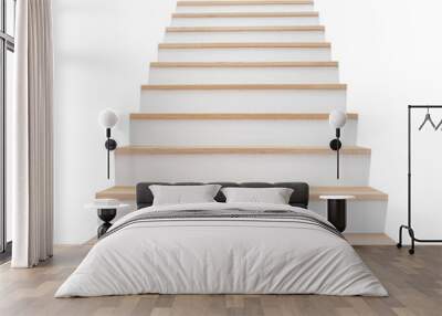 wooden stairs isolated on white background. Wall mural