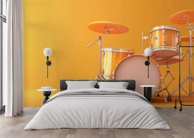 3d realistic set drum for music instrument in plastic cartoon style. AI generated image Wall mural