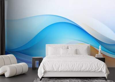 Abstract blue colorful curve wave with line textured background. AI generated Wall mural