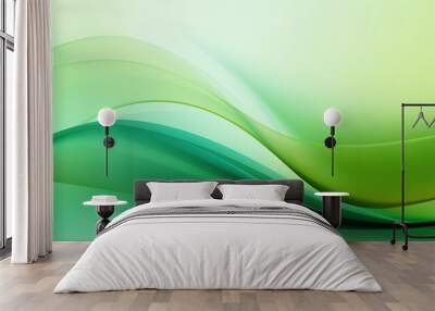 Abstract green curve wave with line textured background. AI generated Wall mural