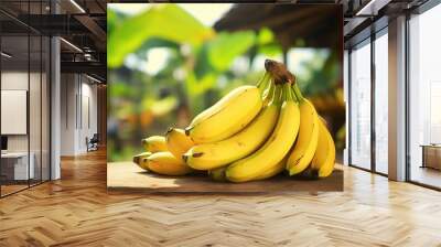 Bananas isolated nature blur background. AI generated image Wall mural