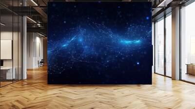 Blue science technology light glowing particles background. AI generated image Wall mural