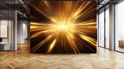 Digital science futuristic technology light rays stripes lines with yellow or gold light background. AI generated Wall mural