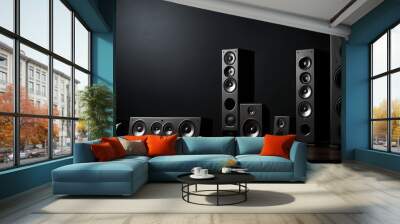 A loudspeaker music system for surround sound home theatre system placed in dark background with copy space, sound system banner design

 Wall mural