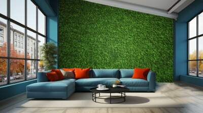 green grass texture.The texture of green artificial grass. Covering for sports stadiums and decorations. Background and texture.Close-up image of fresh spring green grass. Wall mural