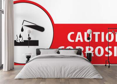 Caution corrosive sign notice vector.eps Wall mural