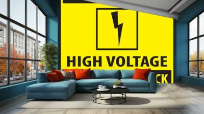 High voltage warning sign, electrical shock hazard warning sign vector Wall mural