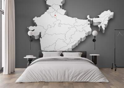 Delhi Captial state location within India map. 3D Illustration Wall mural