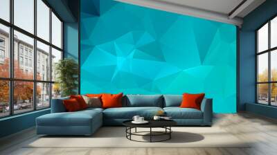 Abstract blue vivid triangle geometrical background, vector Illustration Wall mural