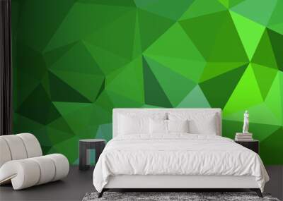 Abstract green vivid wallpaper mosaic background. Geometric triangle Wall mural