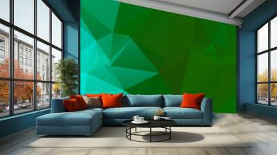 Green vivid geometric abstract bright green blurred mosaic wallpaper with triangle shapes for banner Wall mural