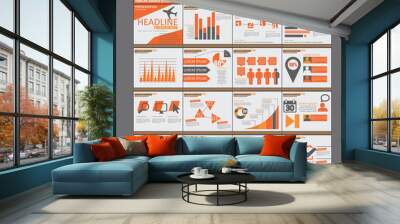 Orange presentation Infographic elements template flat design se Wall mural