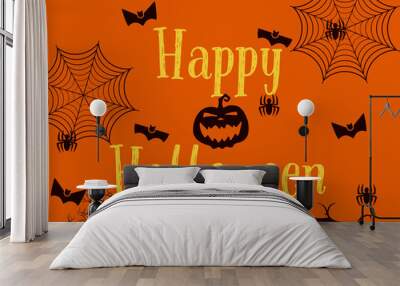 halloween background with pumpkins, graphic design illustration wallpaper Wall mural