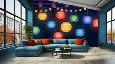 set of sparkling christmas balls in abstract background, festive lights decoration element template, graphic design illustration wallpaper  Wall mural