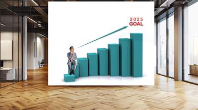 2025 Goal setting by Corporate Employee - Future target planning by Businessman concept with Empty & Copy Space Wall mural