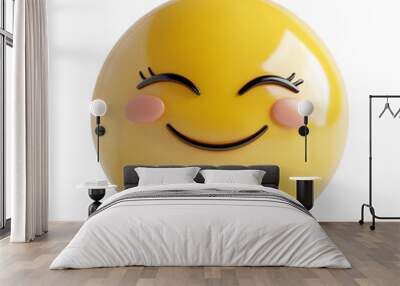 3d Emoji on white background PNG Wall mural