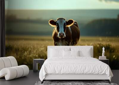 Cow In Grassland Wall mural