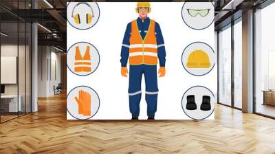 safety equipment or personal protective equiptments ppe vector illustration in work place Wall mural