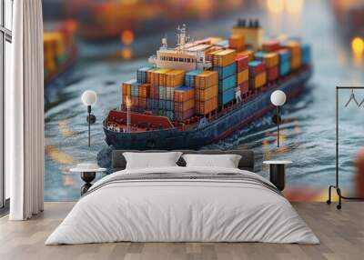 investment and storage cargo scene. 3D rendering in decorative concept Wall mural