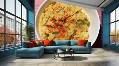 Jhunka or Zunka or pithale, a chickpea flour porridge, a vegetarian traditional Indian dish prepared in Maharashtra, Goa and Karnataka part of India Wall mural