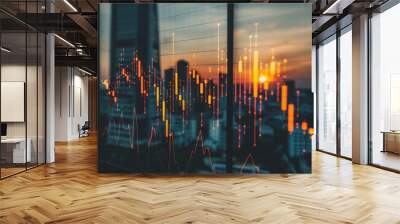 Dynamic Financial Graphs Background Wall mural