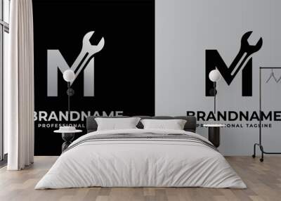 letter M wrench logo, suitable for any business related to wrench with M initials. Wall mural