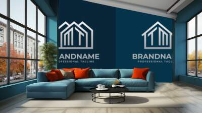 Letter MT and TM Home Logo Set. Suitable for any business related to house, real estate, construction, interior with MT or TM initials. Wall mural