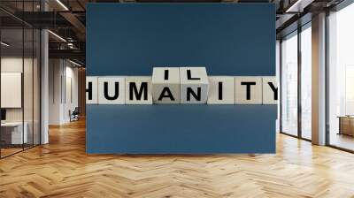 cubes form the expression humility - humanity. religion and spirituality concept Wall mural