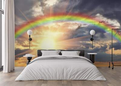 Rainbow in the beautiful sky Wall mural