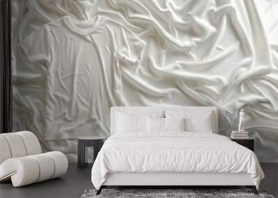 Classic white t-shirt with a smooth texture and copy space Wall mural