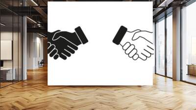 Handshake icon. Hand shake sign. Shaking hand vector set isolated on white background. Business contract deal sign. Friendship symbol. Wall mural