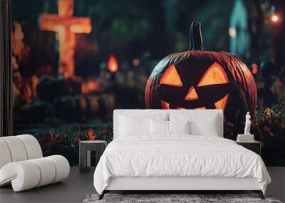 Cross niche Halloween design with spooky and festive themes Wall mural