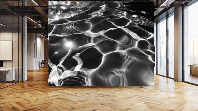 Mesmerizing Black and White Abstract Water Reflection with Sunlight Patterns in a Swimming Pool Wall mural