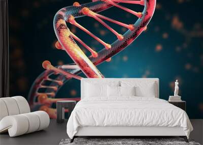 The image shows a close-up of a DNA double helix Wall mural