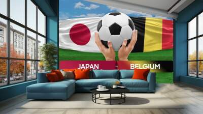 Japan vs Belgium national teams soccer football match competition concept. Wall mural