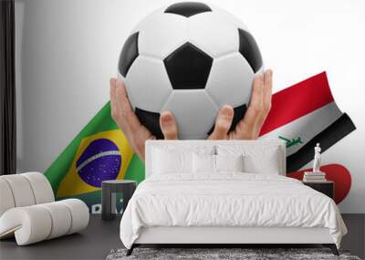 Soccer football competition match, national teams brazil vs iraq Wall mural