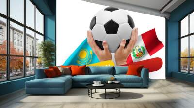 Soccer football competition match, national teams kazakhstan vs peru Wall mural